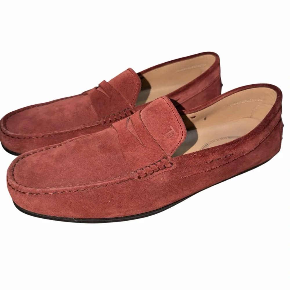 Tod's Men's Suede Loafers - Burgundy Mens 9‎